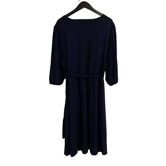 NWT Draper James RSVP Faux Wrap Dress 2X Blue Belted V-Neck Knit w/ Pockets - Picture 7 of 12